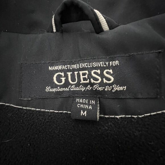 Guess Mens Black Fleece Lines Windbreaker‎ Jacket Medium - Picture 5 of 8